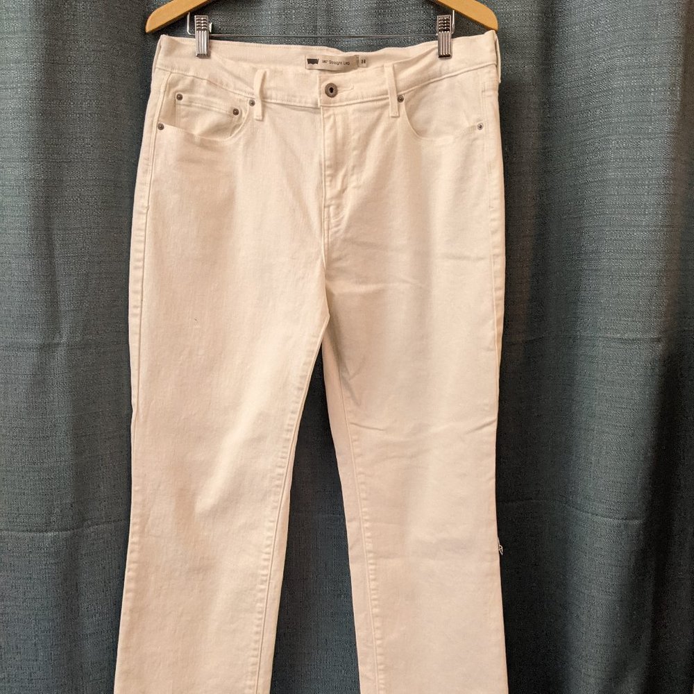 Levi's 505 Straight Leg White Jeans